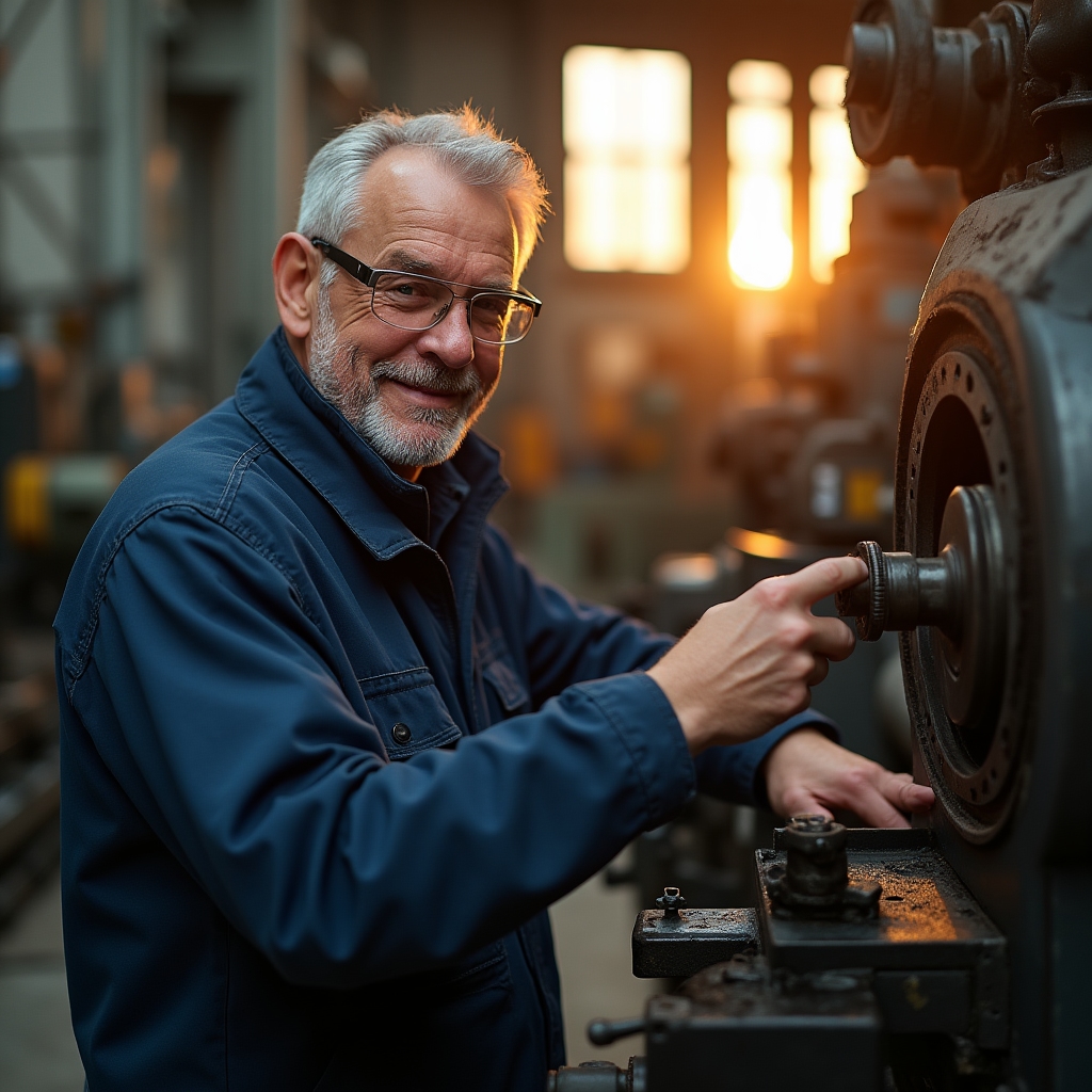 Erfahrener Mitarbeiter an der Produktionsanlage